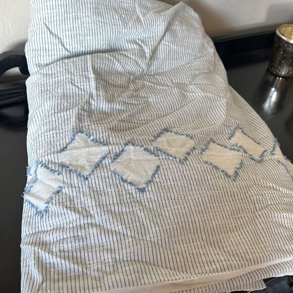 Pottery Barn Teen Plant Dyed Diamond Trim Duvet Cover and sham - Picture 2 of 11